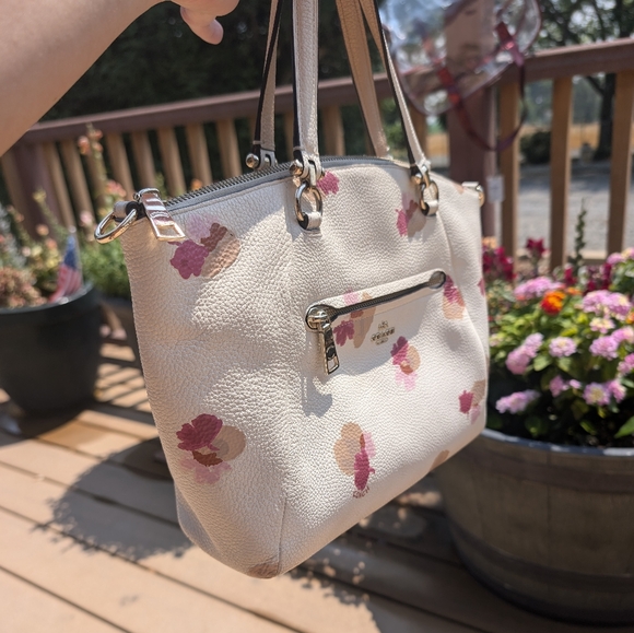 Coach Prarie Satchel Crossbody Bag Leather Floral Print Handbag - Picture 13 of 15